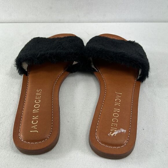 Jack Rogers Faux Fur Sabrina Slide Sandal Black Size 7- NIB - Picture 3 of 7